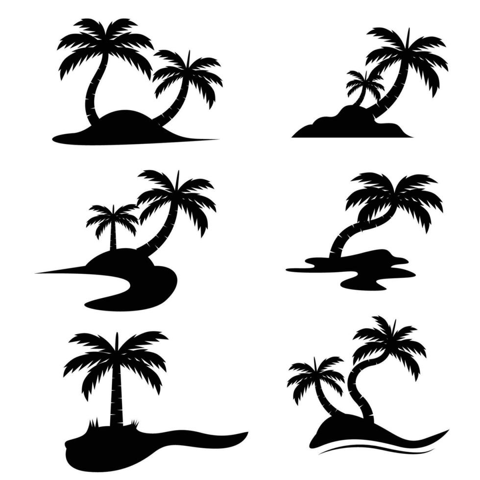 silhouet van palm boom vector reeks 01