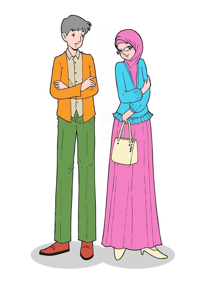 trendy Aziatisch moslimpaar vector