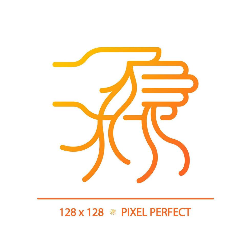 2d pixel perfect hand- het wassen haar- helling icoon, geïsoleerd vector, haarverzorging dun lijn gemakkelijk oranje illustratie. vector
