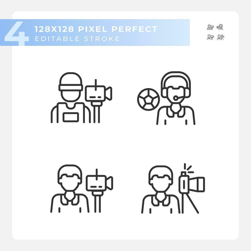 pixel perfect reeks van zwart pictogrammen vertegenwoordigen journalistiek, bewerkbare dun lijn illustratie. vector