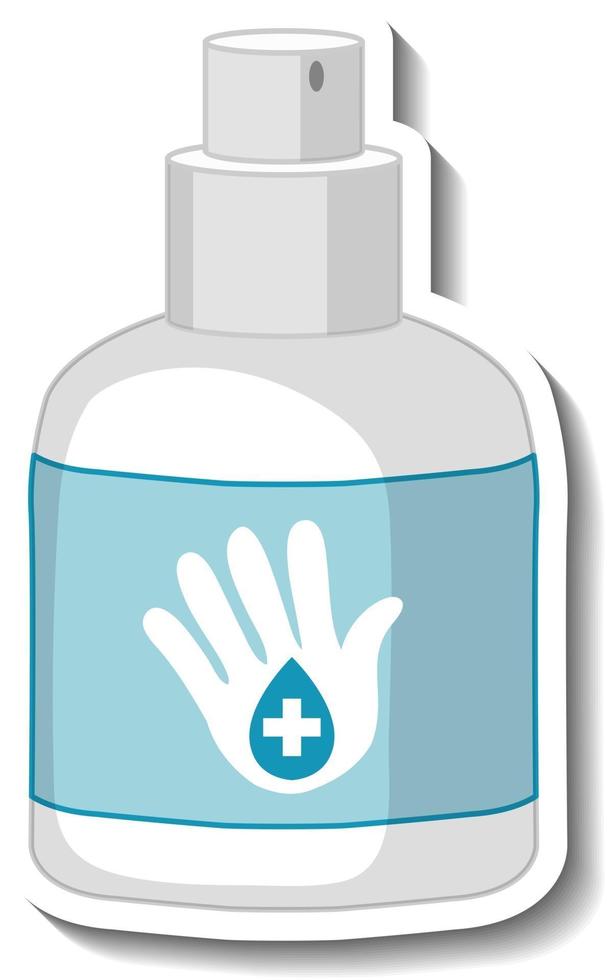 een stickersjabloon met handspray sanitizer geïsoleerd vector