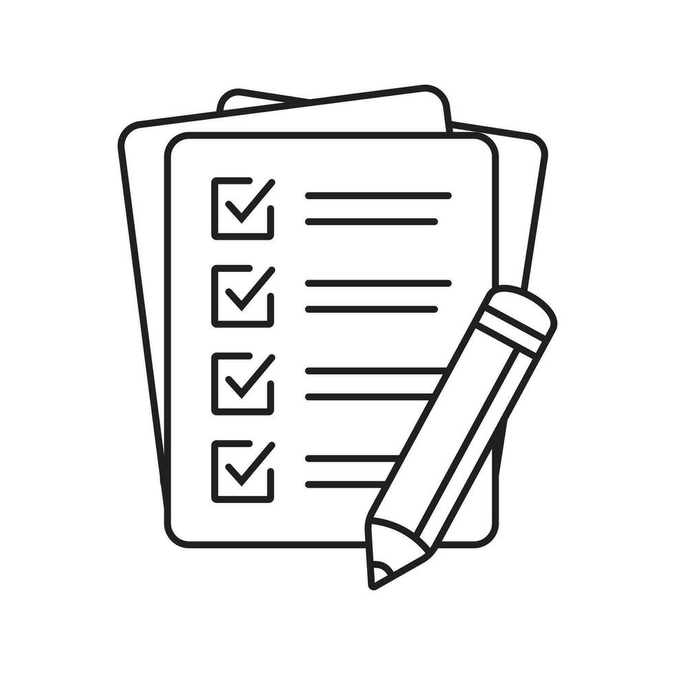 checklist met potlood icoon. testen, vragenlijst icoon. naar Doen lijst vector icoon voor web plaats en app ontwerp.