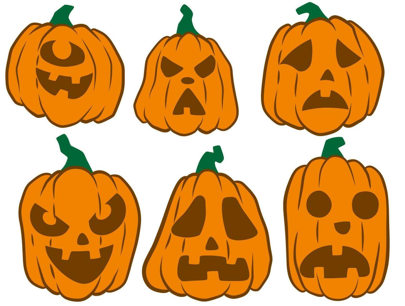 reeks pompoen hoofd illustratie vector gesneden halloween