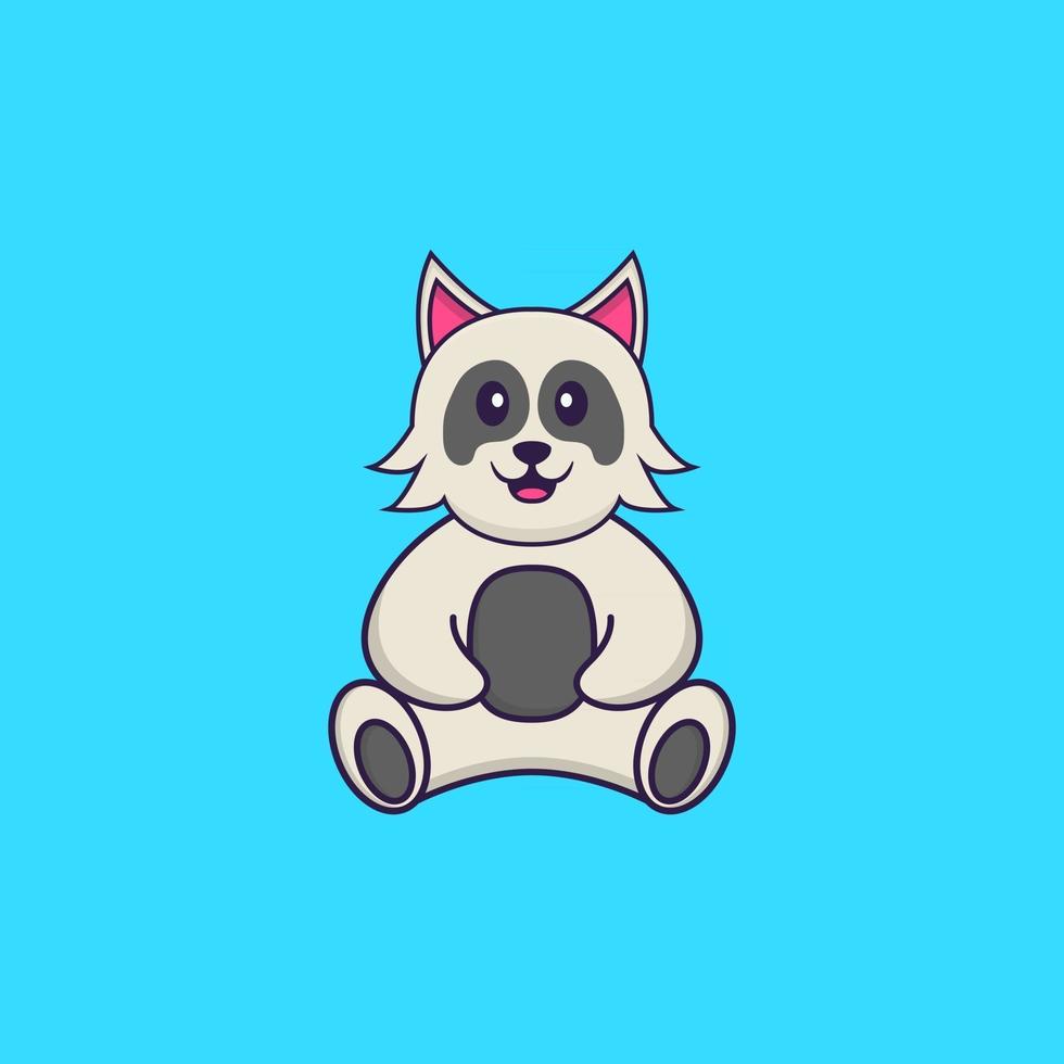 schattige hond zit. dierlijk beeldverhaalconcept geïsoleerd. kan worden gebruikt voor t-shirt, wenskaart, uitnodigingskaart of mascotte. platte cartoonstijl vector