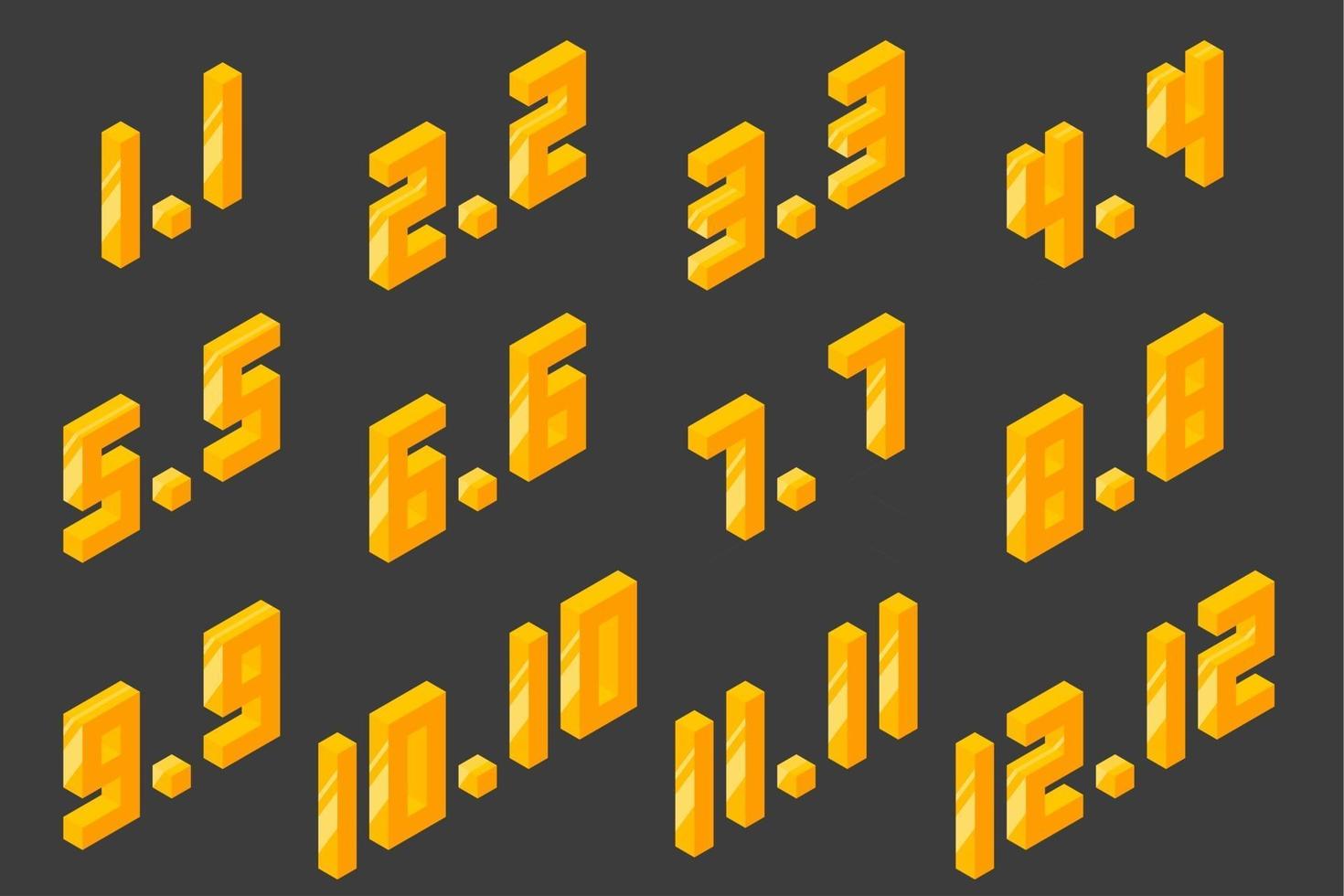 online winkeldag grote verkoop tekst 1.1, 2.2, 3.3, 4.4, 5.5, 6.6, 7.7, 8.8, 9.9, 10.10, 11.11, 12.12. isometrisch element voor winkel vector