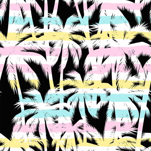 Trendy naadloos exotisch patroon met palm en geometrische elementen. vector