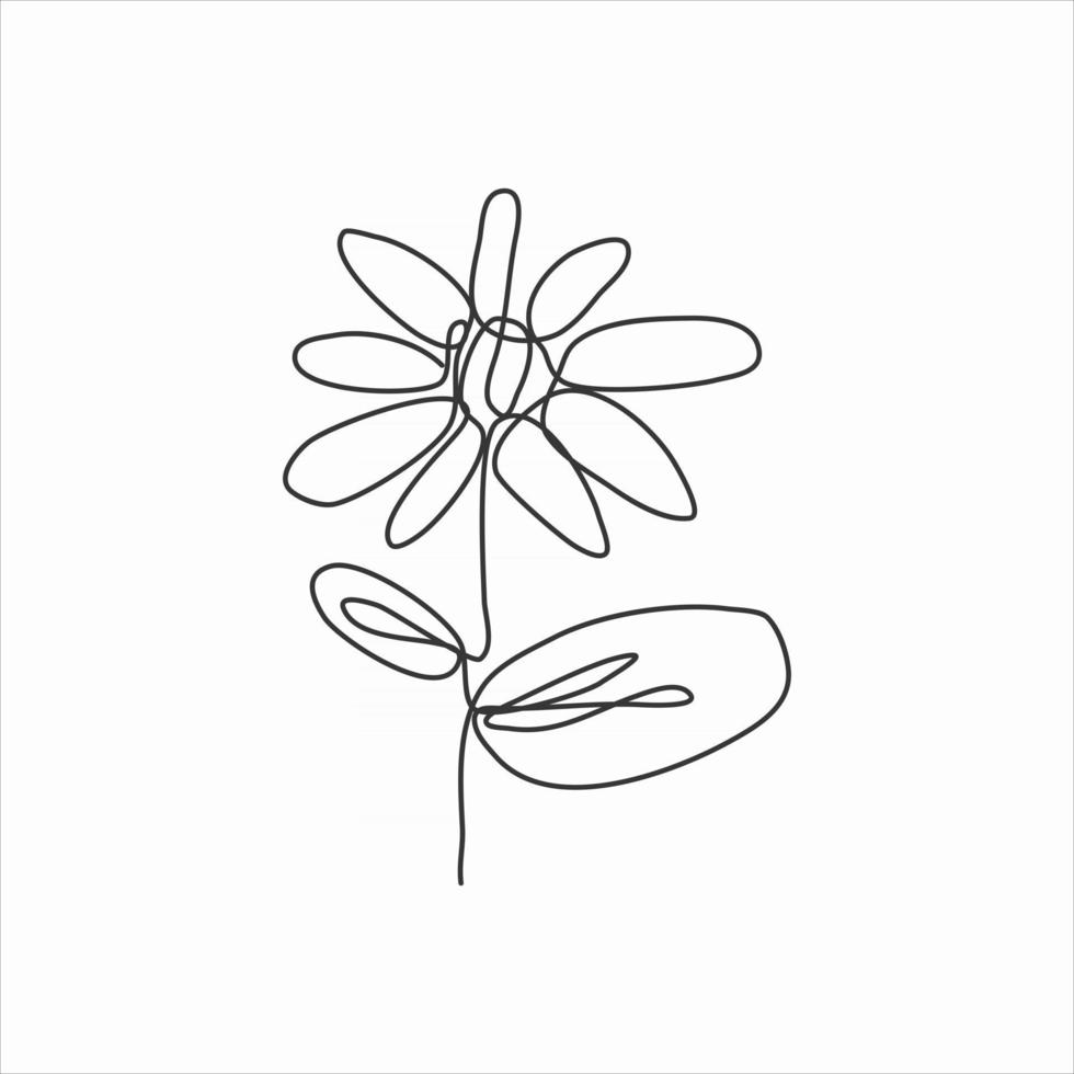 een lijntekening van zonnebloem bloem. doorlopende lijntekeningen line vector