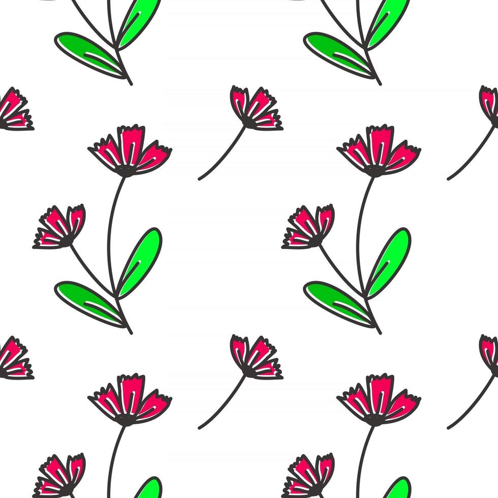 rode wilde bloemen naadloze bloemmotief voor achtergrond, textiel, print vector