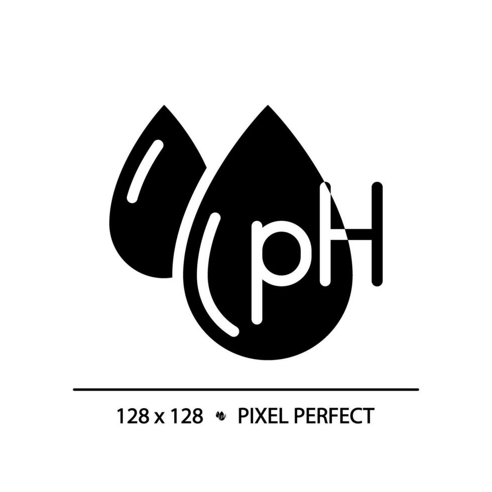 2d pixel perfect ph balans glyph stijl icoon, geïsoleerd vector, haarverzorging gemakkelijk zwart silhouet illustratie. vector