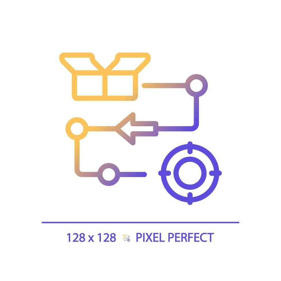 pixel perfect helling levering werkwijze icoon, geïsoleerd vector, Product beheer dun lijn illustratie. vector