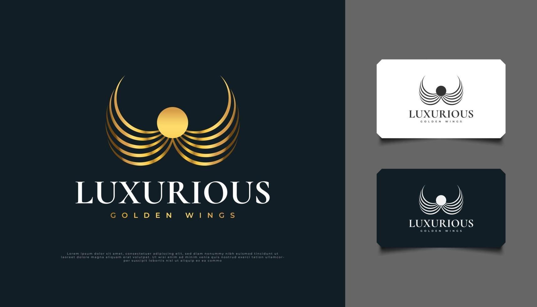 luxe gouden vleugels logo ontwerpsjabloon vector