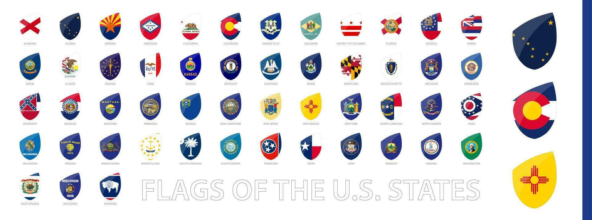 Verenigde Staten van Amerika staat vlaggen in rugby stijl. groot rugby icoon set. vector