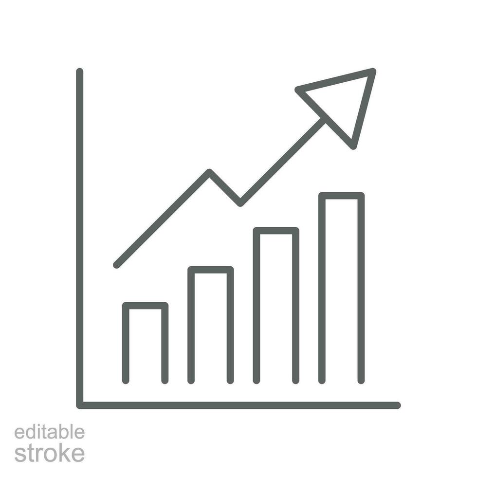 bedrijf groei icoon. histogram groeit analyse. statistieken vooruitgang grafiek. winst toenemen diagram presentatie. schets stijl bewerkbare hartinfarct. vector illustratie ontwerp Aan wit achtergrond. eps 10