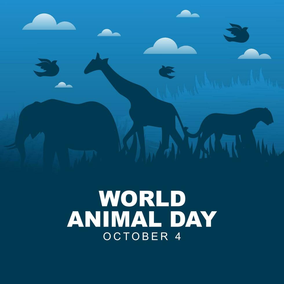 wereld dier dag is gevierd elke jaar Aan oktober 4. wereld dier dag groet kaart ontwerp. vector illustratie