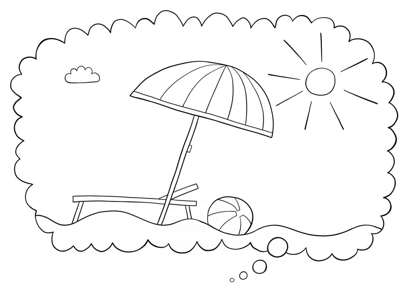 cartoon vectorillustratie van vakantie droom in gedachte bubble vector