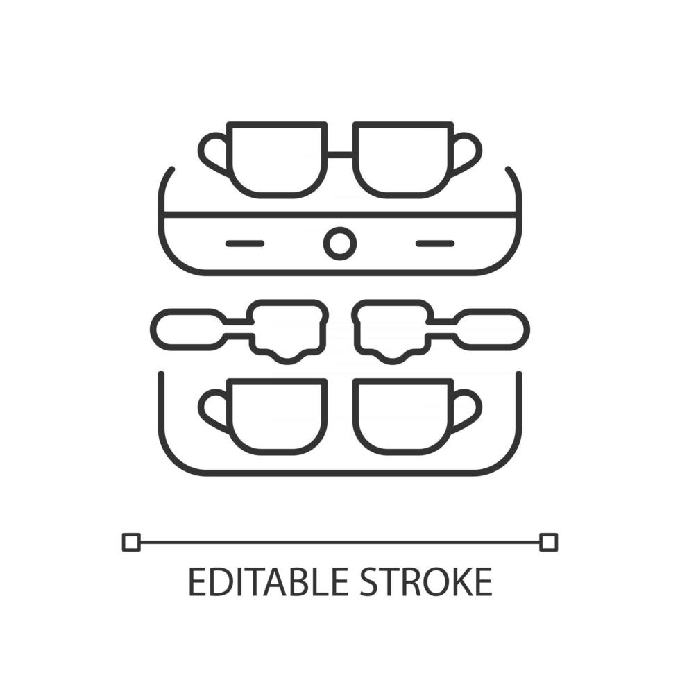 professionele koffiemachine lineaire pictogram. espressomachine. coffeeshop professioneel apparaat. dunne lijn aanpasbare illustratie. contour symbool. vector geïsoleerde overzichtstekening. bewerkbare streek