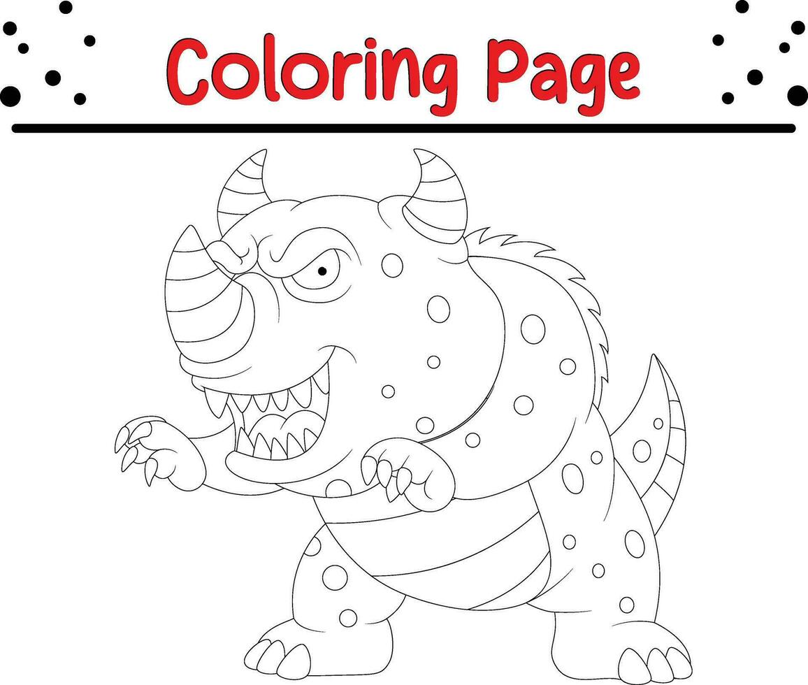 schattig tekenfilm monster kleur bladzijde. kinderen zwart en wit illustratie. vector