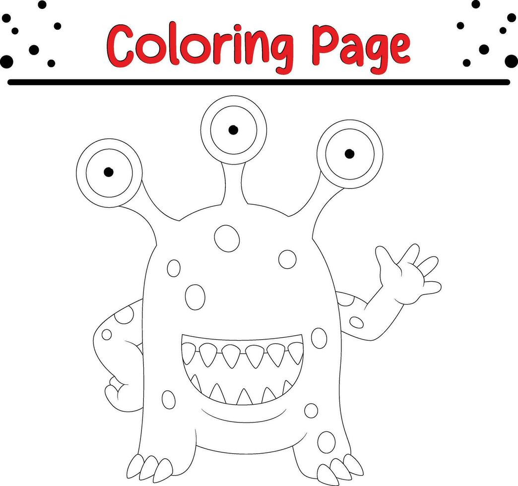 schattig tekenfilm monster kleur bladzijde. kinderen zwart en wit illustratie. vector