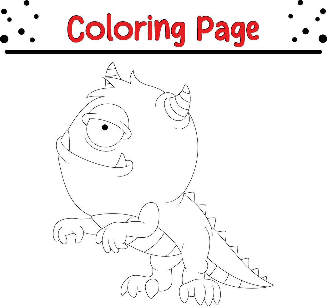 schattig tekenfilm monster kleur bladzijde. kinderen zwart en wit illustratie. vector