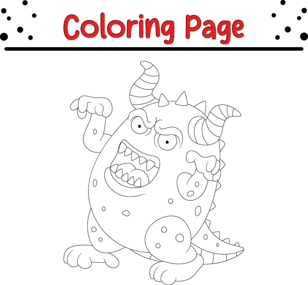 schattig tekenfilm monster kleur bladzijde. kinderen zwart en wit illustratie. vector