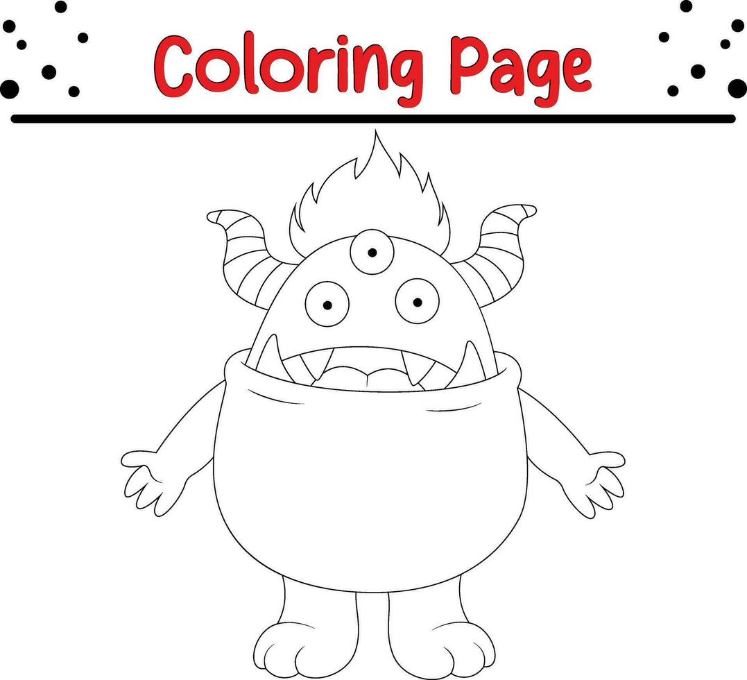 schattig tekenfilm monster kleur bladzijde. kinderen zwart en wit illustratie. vector