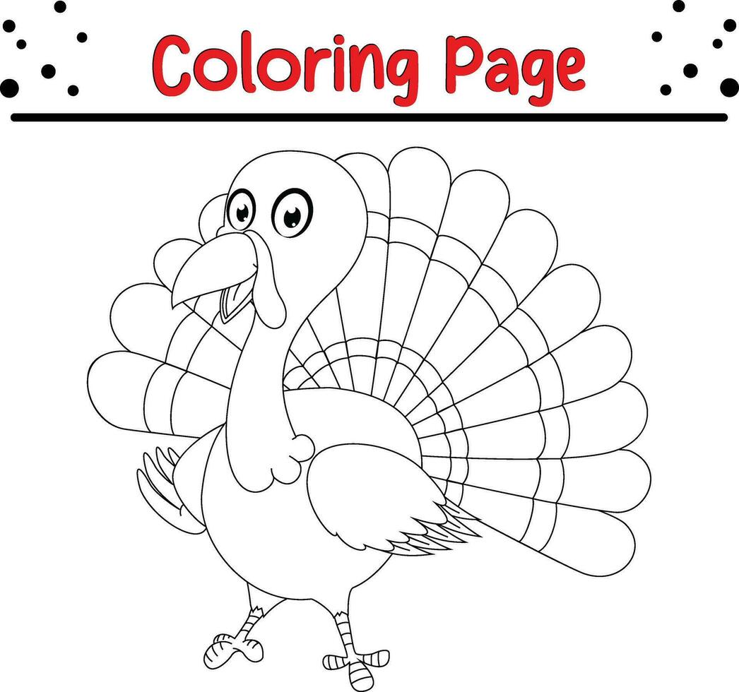 gelukkig dankzegging kleur bladzijde voor kinderen. kalkoen kleur boek. vector