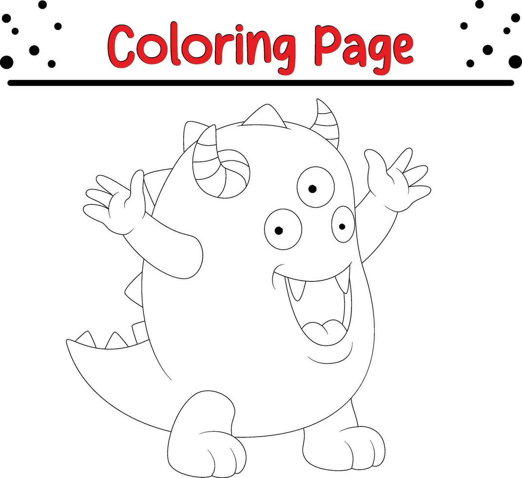 schattig tekenfilm monster kleur bladzijde. kinderen zwart en wit illustratie. vector