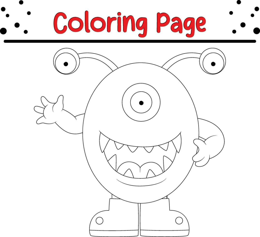 schattig tekenfilm monster kleur bladzijde. kinderen zwart en wit illustratie. vector