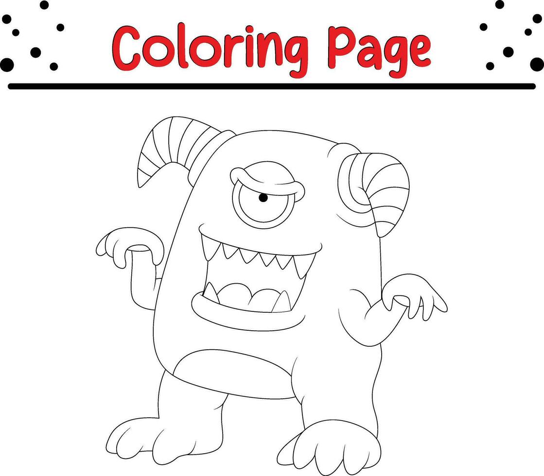 schattig tekenfilm monster kleur bladzijde. kinderen zwart en wit illustratie. vector