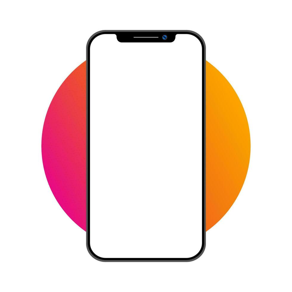 modern smartphone oranje vitrine mockup vector