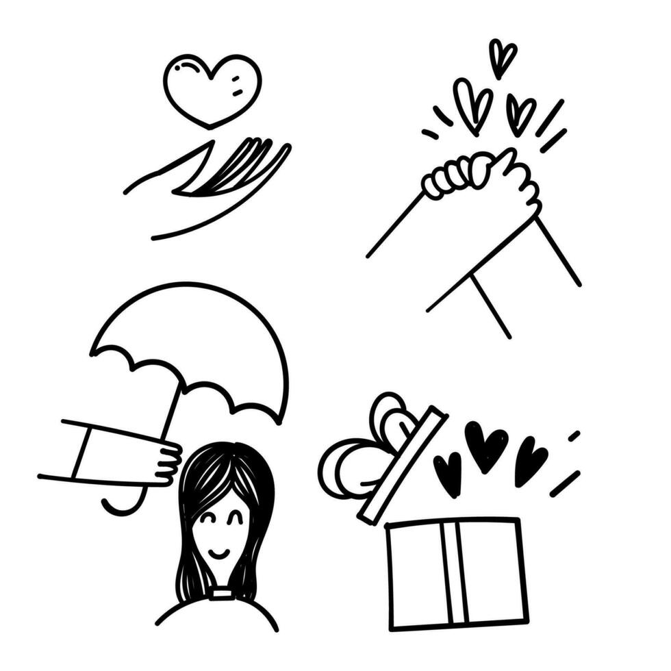 hand- getrokken tekening zorg en liefde icoon verwant illustratie vector