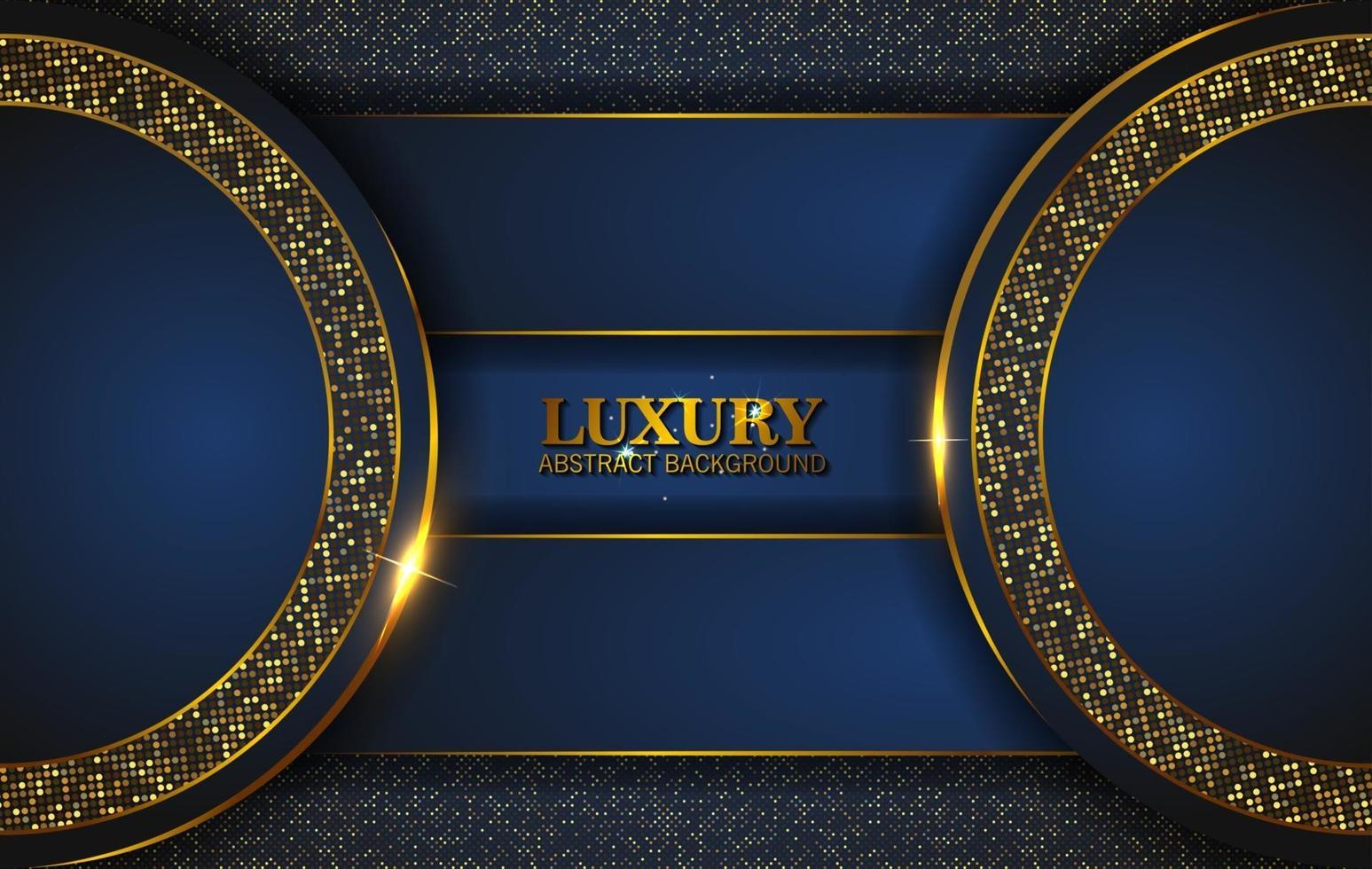 luxe abstracte, 3D-achtergrond met donkerblauwe papierlagen. elegante decoratie, geometrische vectorvorm, gouden glinsterende, glitter goud, sprankelende achtergrond. grafisch ontwerpelement. vector