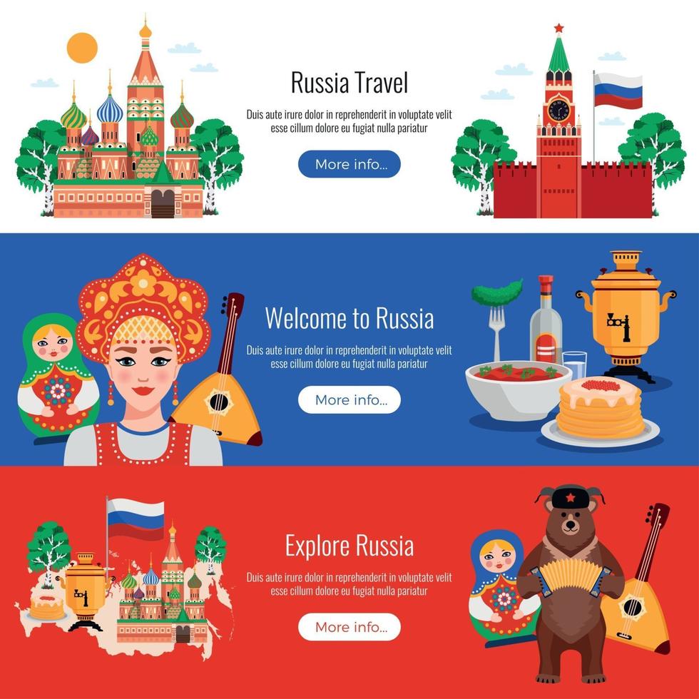 rusland reizen banners vector illustratie