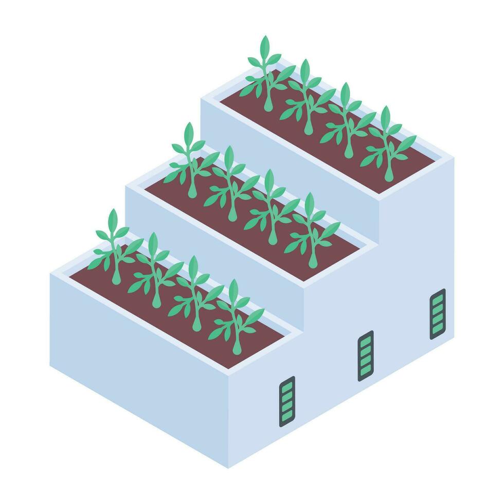 aeroponic bed icoon in isometrische stijl vector