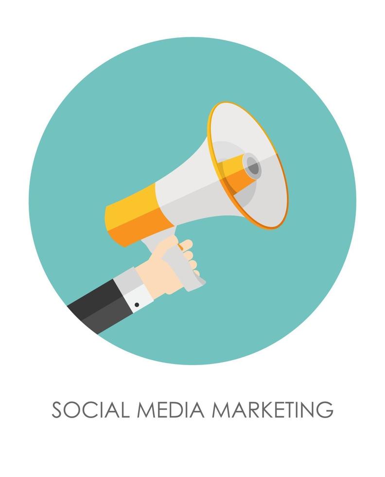 sociale media marketing icoon. hand met megafoon vector illustr