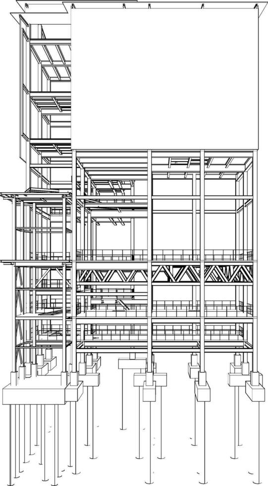 3d illustratie van industrieel gebouw vector