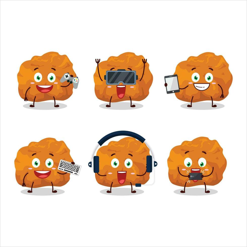 karage tekenfilm karakter zijn spelen spellen met divers schattig emoticons vector