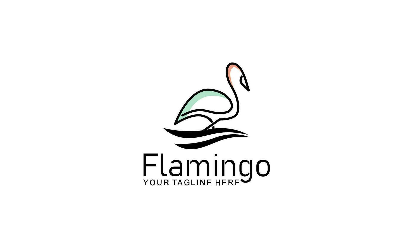 flamingo logo concept ontwerp. lijn kunst vector illustratie