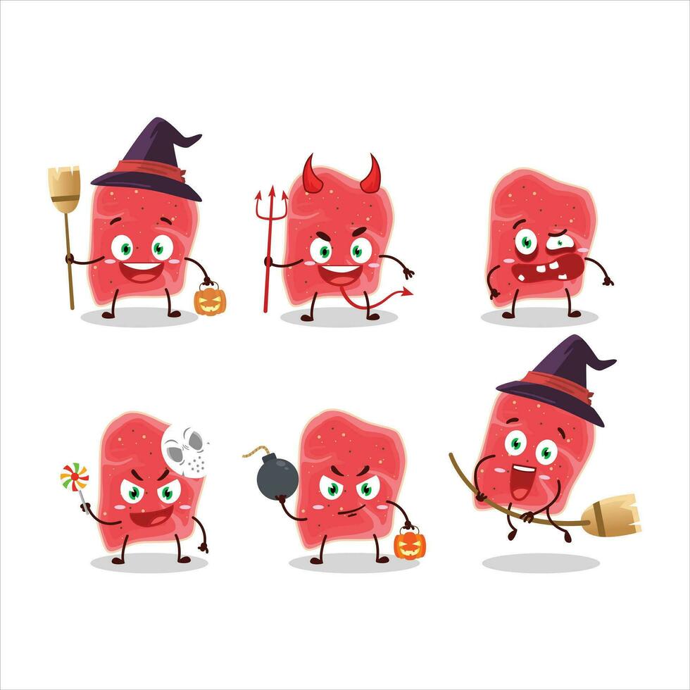 halloween uitdrukking emoticons met tekenfilm karakter van entrecote vector