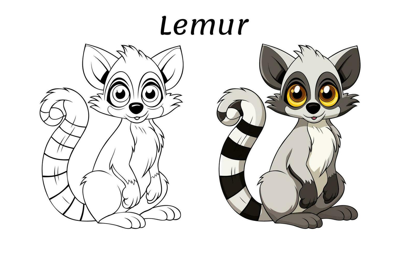 schattig lemur dier kleur boek illustratie pro vector