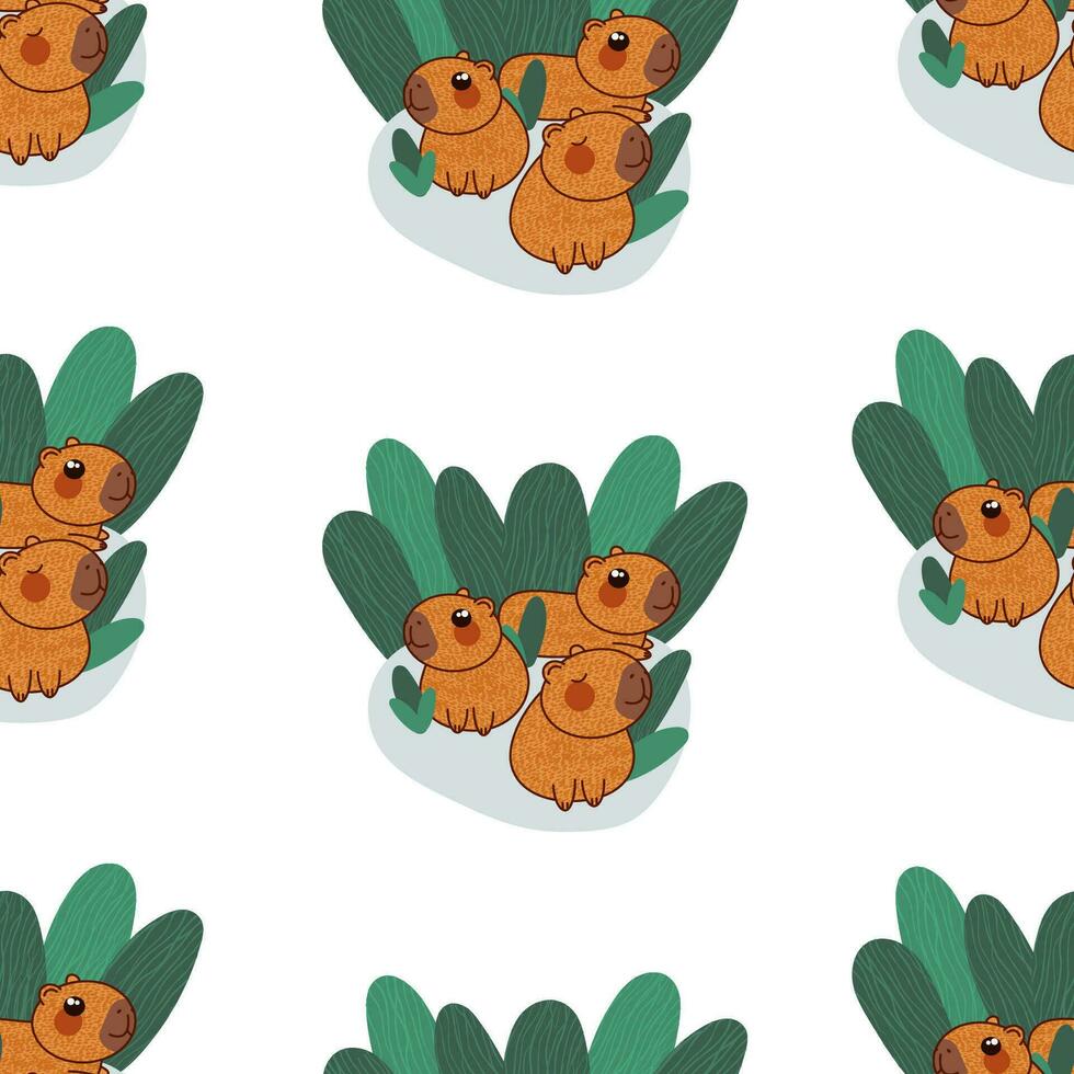 schattig capibara tekens naadloos patroon vector illustratie