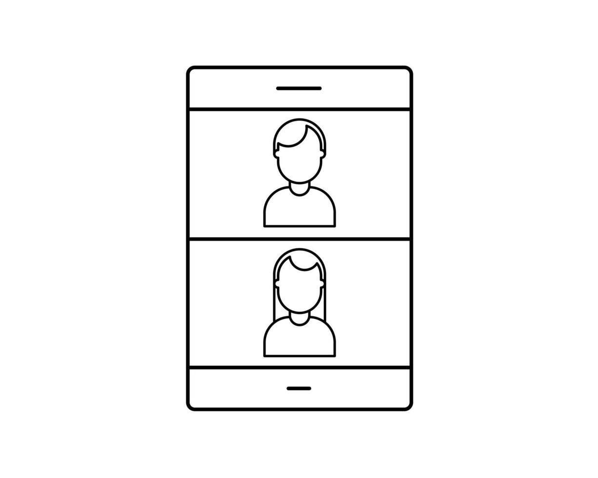 bewerkbare zwarte lijn gewicht lijn icoon van een mobiele telefoon dating app of applicatie om online een liefdesmatch te vinden als een eps-vector vector