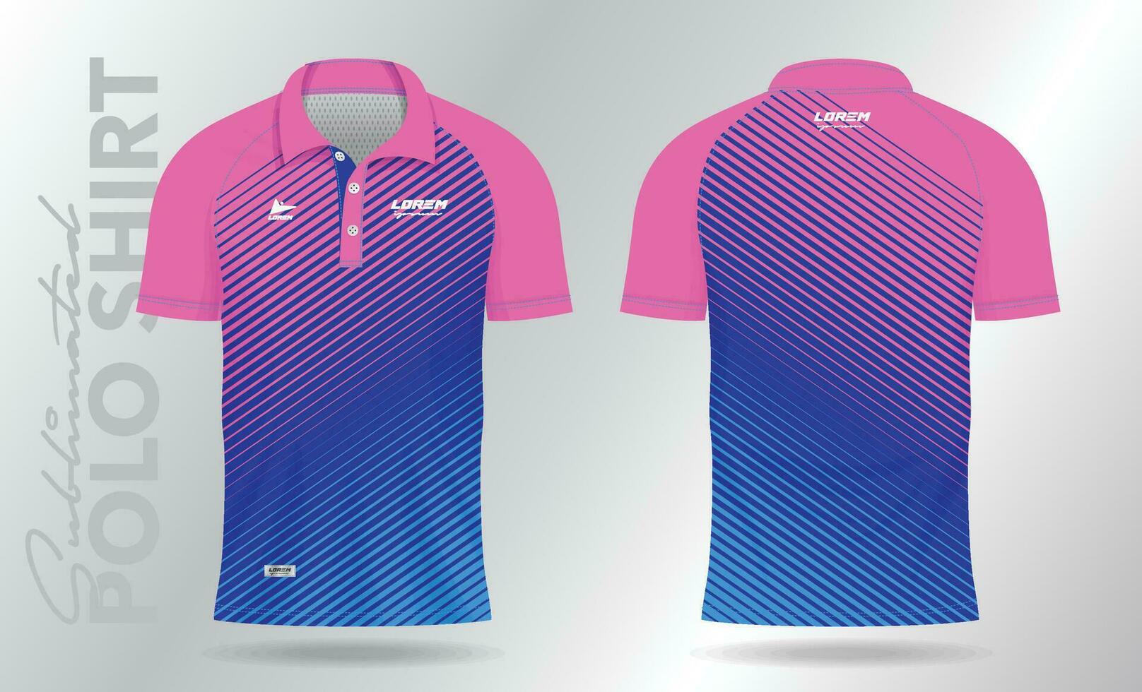 blauw roze polo sport overhemd mockup sjabloon ontwerp vector