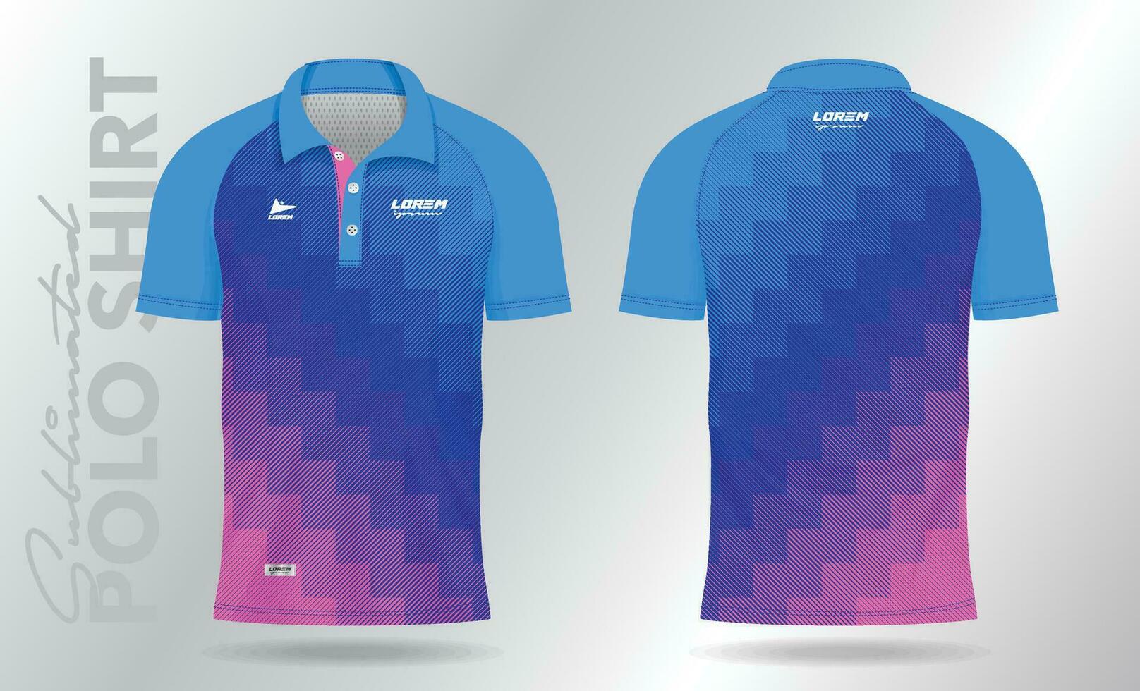 blauw roze polo sport overhemd mockup sjabloon ontwerp vector