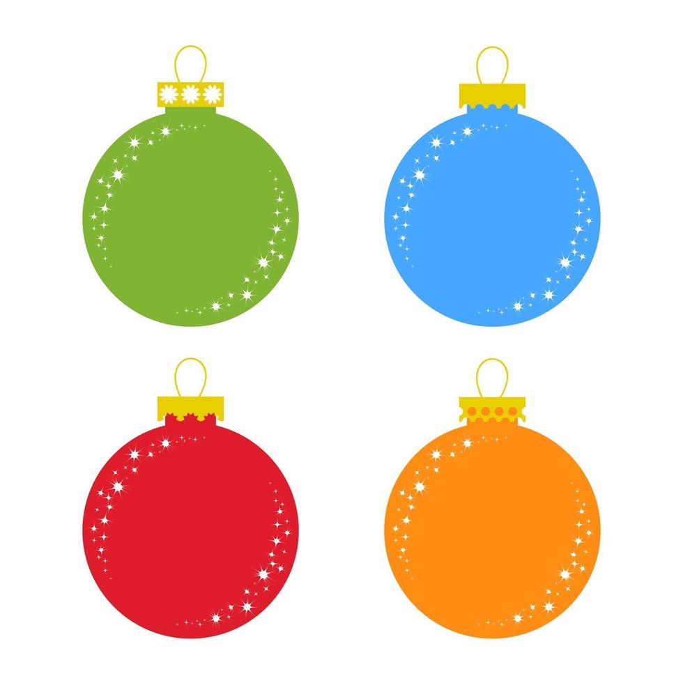 platte gekleurde set geïsoleerd kerstspeelgoed in de vorm van ballen. eenvoudig ontwerp voor verwerking. vector