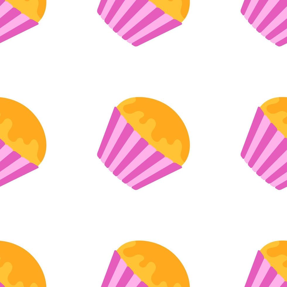 naadloze kleurenpatroon van heerlijke roze taarten met glazuur. eenvoudige platte illustratie op witte achtergrond vector