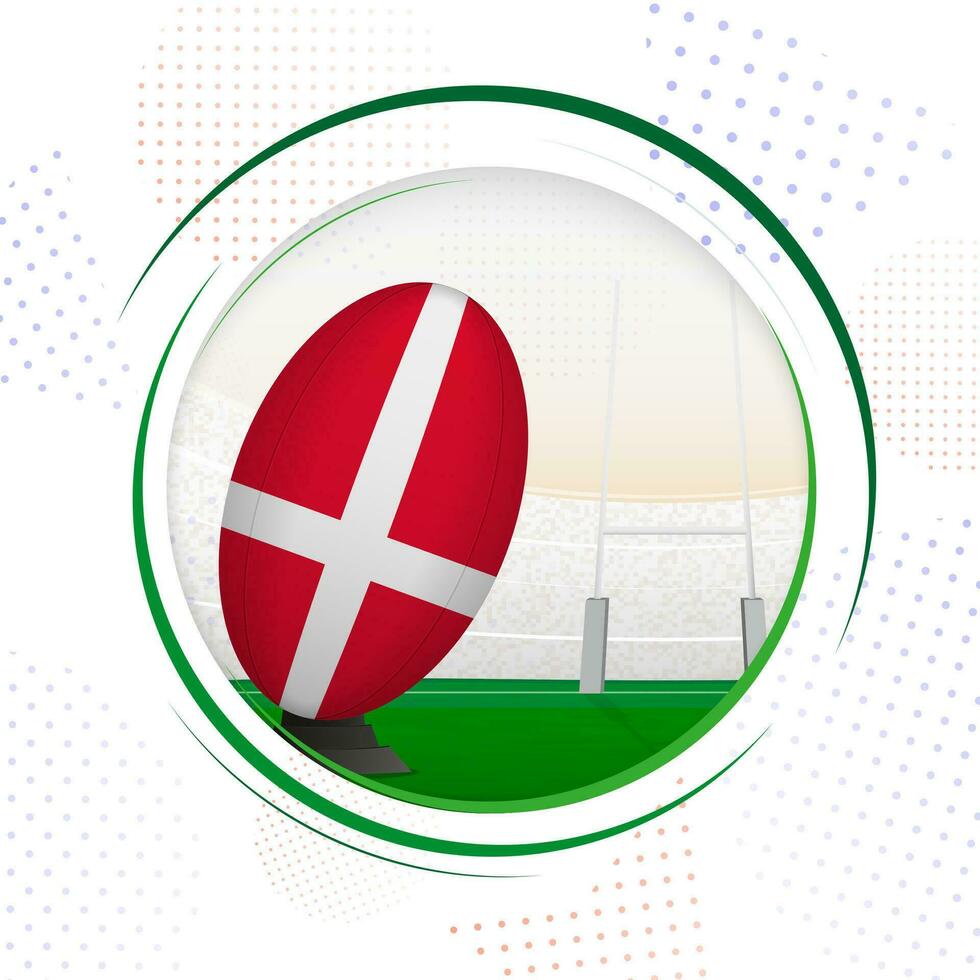 vlag van Denemarken Aan rugby bal. ronde rugby icoon met vlag van Denemarken. vector