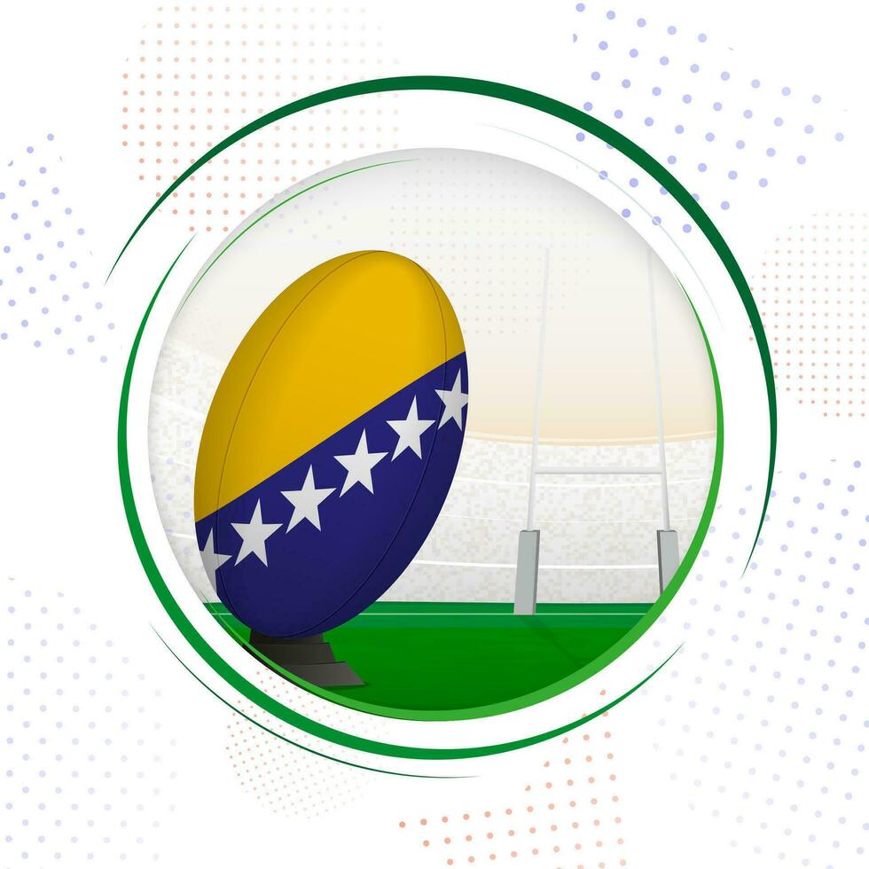 vlag van Bosnië en herzegovina Aan rugby bal. ronde rugby icoon met vlag van Bosnië en herzegovina. vector