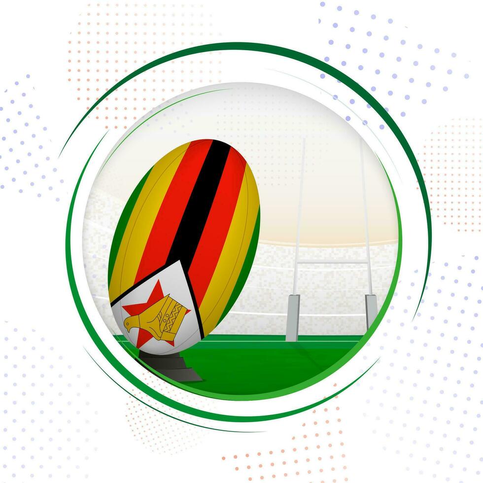 vlag van Zimbabwe Aan rugby bal. ronde rugby icoon met vlag van Zimbabwe. vector