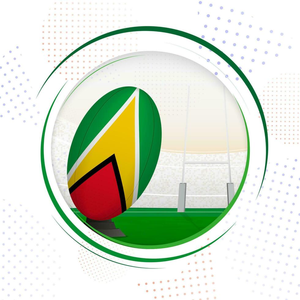 vlag van Guyana Aan rugby bal. ronde rugby icoon met vlag van guyana. vector